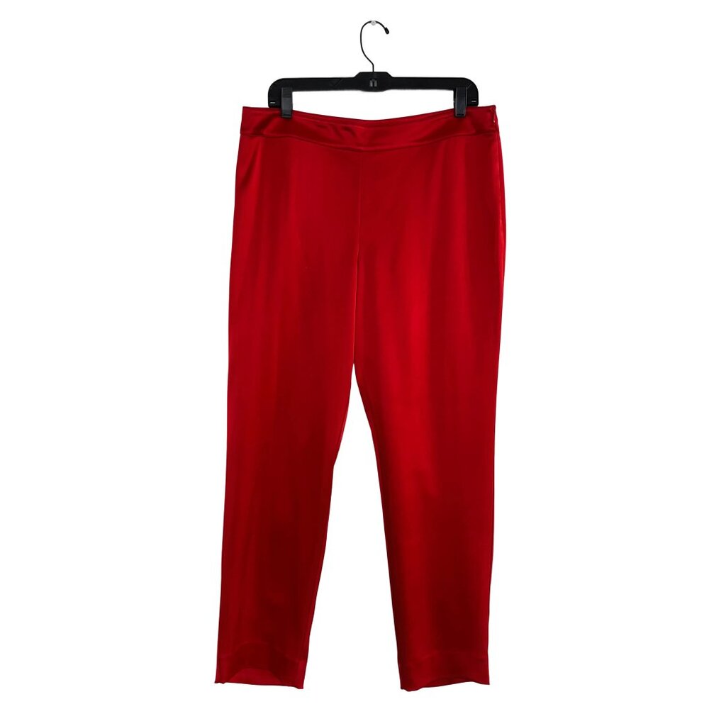 NEW St. John Women's Red Mid Rise Straight Leg Pull On Work Pants Size 12